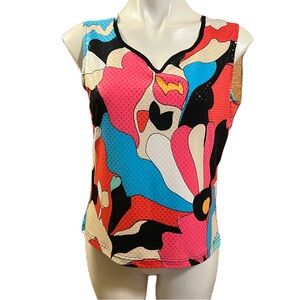 Ming Wang colorful v-neck blouse shimmery dots